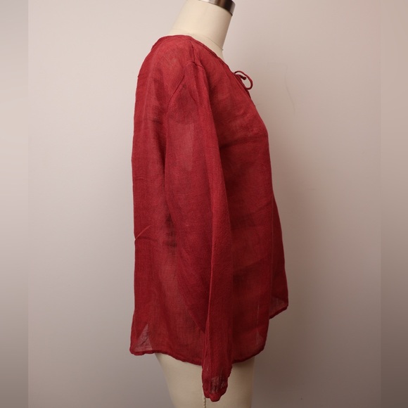 Eileen Fisher Italian Linen Peasant Top - Picture 9 of 12